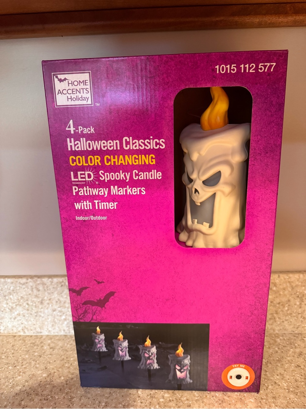 White LED Color-Changing Spooky Candle Pathway Markers - 4-Pack
